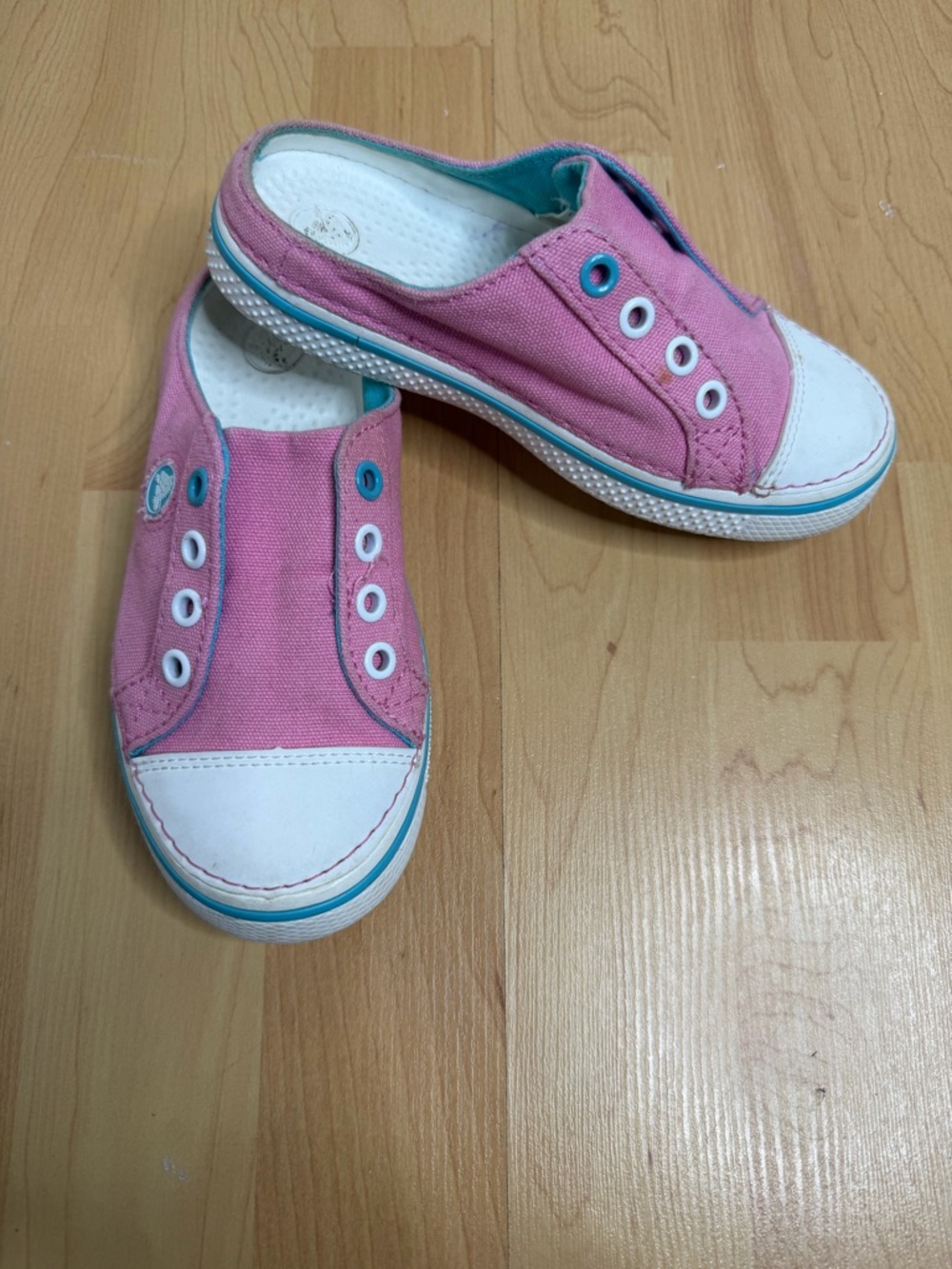 Crocs Kids Slip-On Canvas Shoes Pink & Teal Size C13